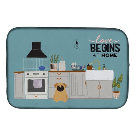 CAROLINES TREASURES 14 x 21 in. Brown Pug Kitchen Scene Dish Drying Mat CK7711DDM